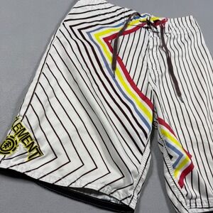 Element Board Shorts Mens 29 White Pinstripe Multi Color Graphic Skate Trunks